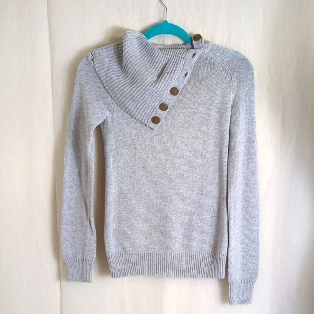 Gap Gray Button-Detail Women's Turtleneck Sweater SZ XS